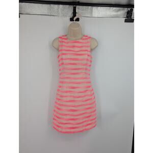 Eliza J Pink & Tan Stripe Sleeveless Sheath Dress 4P Career Office Work Business